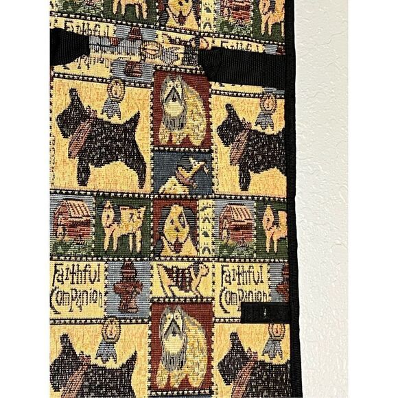 Tapestry Dog Themed Wheeled Shopping Tote With Zipper Closure - Picture 4 of 8